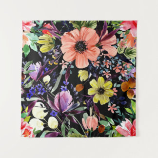 Watercolor Floral Seamless Garden Pattern Tapestry