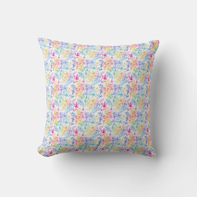 Watercolor Floral Seamless Pattern Cushion (Front)