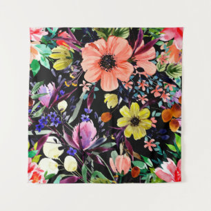 Watercolor floral seamless pattern. Different buds Tapestry