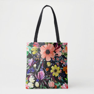 Watercolor floral seamless pattern. Different buds Tote Bag