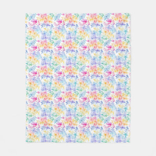 Watercolor Floral Seamless Pattern Fleece Blanket