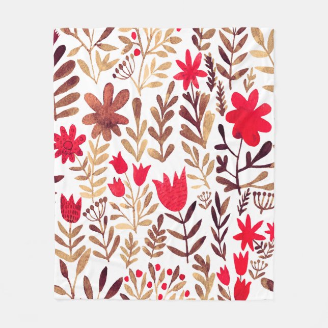 Watercolor floral seamless pattern. Handdrawn bota Fleece Blanket (Front)