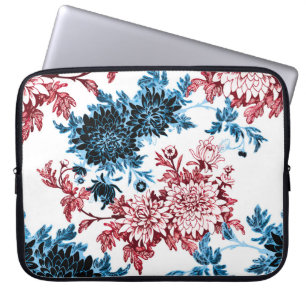 Watercolor floral seamless pattern on white backgr laptop sleeve