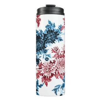 Watercolor floral seamless pattern on white backgr thermal tumbler