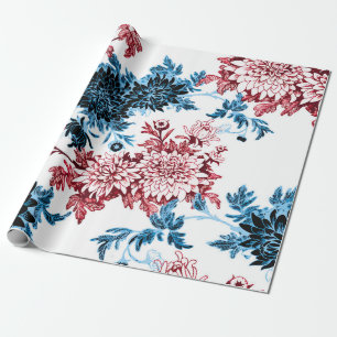 Watercolor floral seamless pattern on white backgr wrapping paper