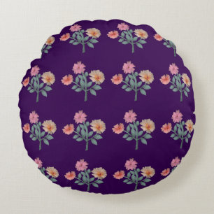 Watercolor Floral Seamless Pattern Soft Pastel  Round Cushion