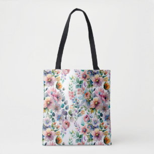Watercolor Floral Seamless Pattern Tote Bag