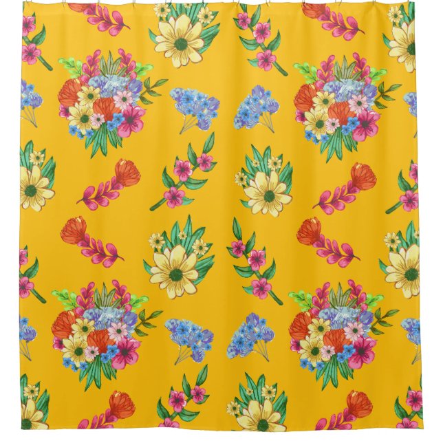 Watercolor Floral Shower Curtain (Front)