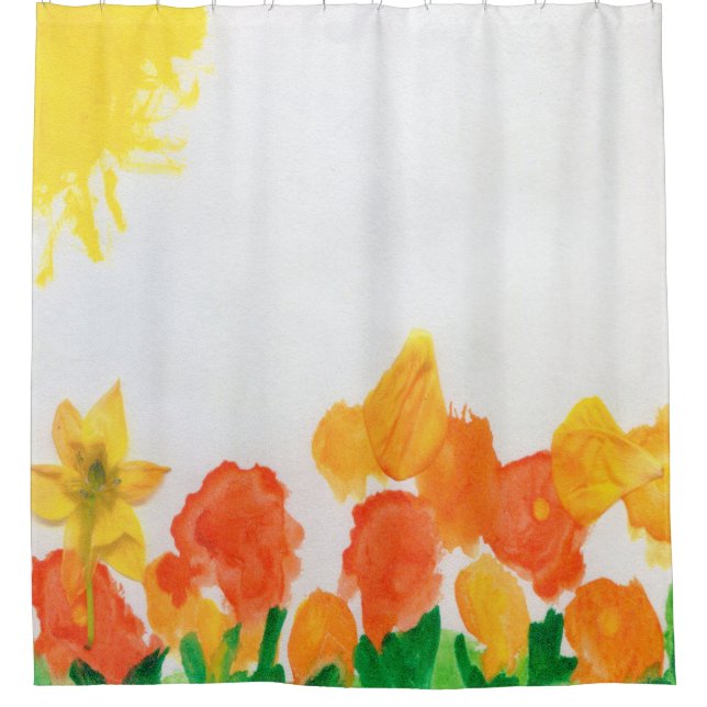 Watercolor Floral  Shower Curtain (Front)