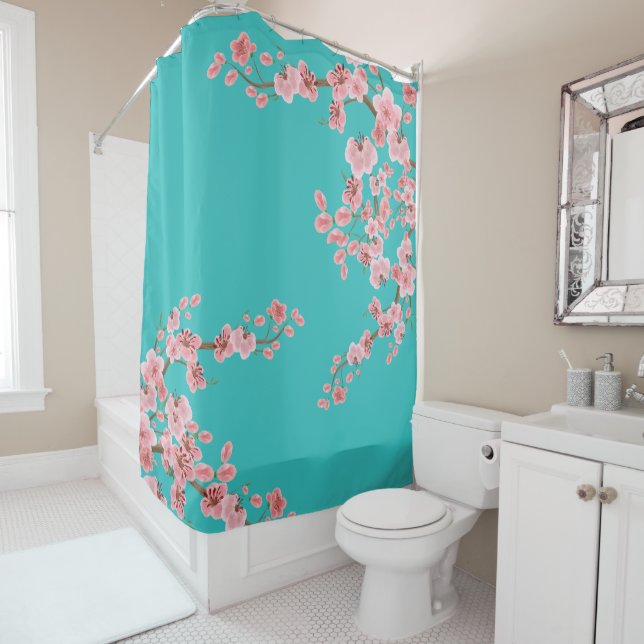 Watercolor Floral Shower Curtain (In Situ)