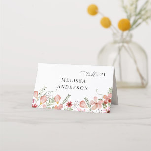 Watercolor Floral Simple Wedding Place Card
