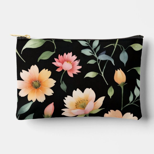 Watercolor Floral Small Pouch bag (Front)