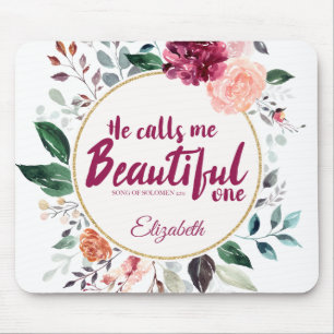 Watercolor Floral Song of Solomon Scripture Mouse Pad