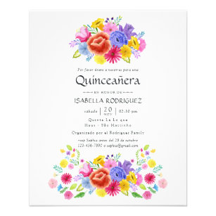 Watercolor Floral Spanish Fiesta Quinceañera Flyer