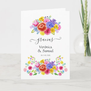 Watercolor Floral Spanish Fiesta Wedding Photo Thank You Card