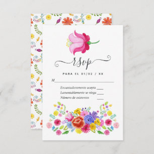 Watercolor Floral Spanish Fiesta Wedding RSVP Card