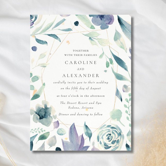 Watercolor Floral Speckletone Wedding Invitation (Watercolor Floral Speckletone Wedding Invitation)