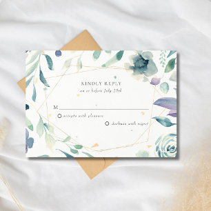 Watercolor Floral Speckletone Wedding RSVP Card