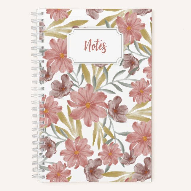 Watercolor floral spiral notebook | cute journal (Front)