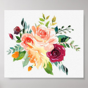 Watercolor Floral Spray Vintage Country Art Poster