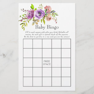 Watercolor Floral Spring Baby Shower Bingo