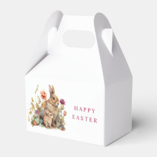 Watercolor Floral Spring Easter Bunny Rabbits Favour Box