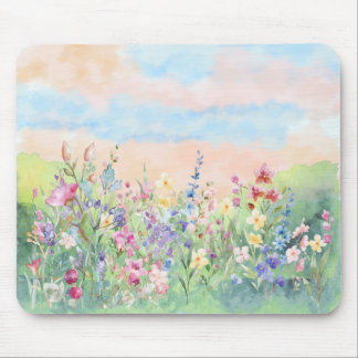 Watercolor floral Spring Ladybug Mouse Pad