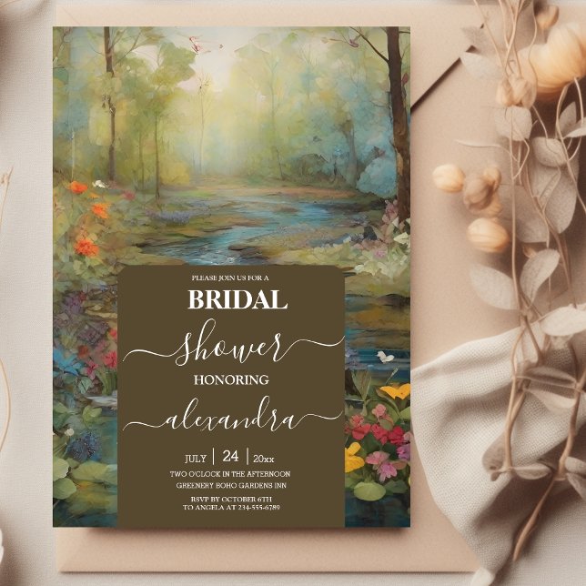 Watercolor Floral Spring Mountains Bridal Shower Invitation (Creator Uploaded)