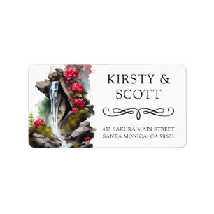 Watercolor Floral Spring Waterfall Wedding Address Label