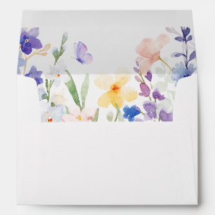Watercolor floral spring wedding envelope