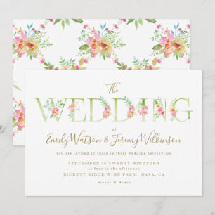 Watercolor Floral Spring Wedding Invitation