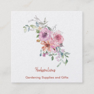Watercolor Floral Square Business Card