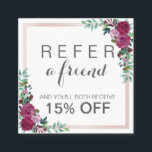 Watercolor floral square elegant referral card<br><div class="desc">Watercolor floral square elegant referral card Stand out from the crowd with a trendy referral card! Easy to edit template.</div>