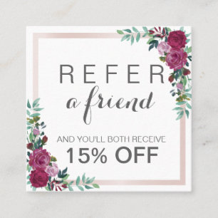 Watercolor floral square elegant referral card
