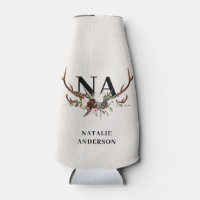 Watercolor floral stag antlers fall rustic