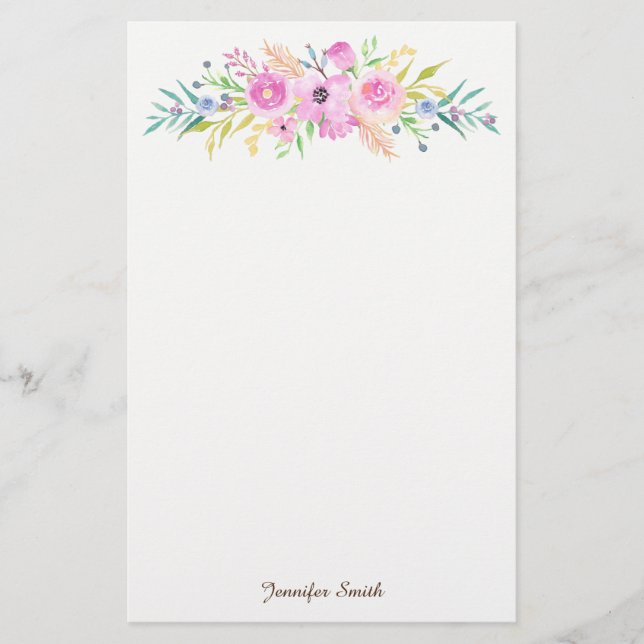 Watercolor Floral Stationery (Front)