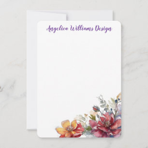 Watercolor Floral Stationery Personalised Card