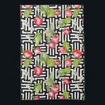 Watercolor Floral Strawberry Geometric Pattern Tea Towel<br><div class="desc">This colourful design features watercolor summer strawberrie floral over a black and white geometric pattern. Perfect as a gift or in your kitchen.
#strawberry #watercolor #pattern #geometric #geometrical #blackandwhite #b&w #floral #botanical #flowers #kitchen #modern #fun #colourful #towels #teatowels #kitchentowels #home #gifts #trendy #stylish #style #elegant #chic</div>