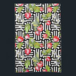 Watercolor Floral Strawberry Geometric Pattern Tea Towel<br><div class="desc">This colourful design features watercolor summer strawberrie floral over a black and white geometric pattern. Perfect as a gift or in your kitchen.
#strawberry #watercolor #pattern #geometric #geometrical #blackandwhite #b&w #floral #botanical #flowers #kitchen #modern #fun #colourful #towels #teatowels #kitchentowels #home #gifts #trendy #stylish #style #elegant #chic</div>