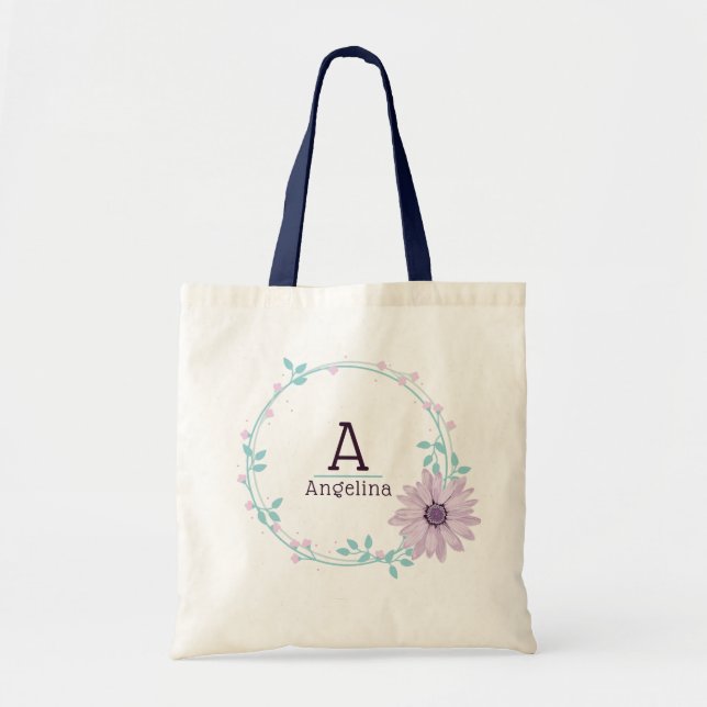 Watercolor Floral Stylish Chic Modern bridesmaid  Tote Bag (Front)