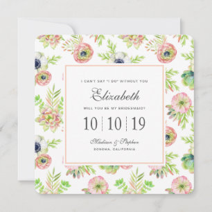 Watercolor Floral & Succulents - Bridesmaid Invitation