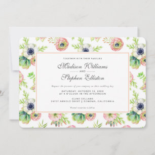 Watercolor Floral & Succulents - Wedding Invitation