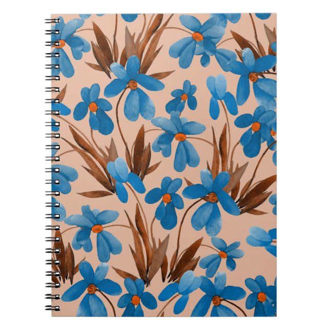 Watercolor Floral Summer Print Pattern Notebook (Front)