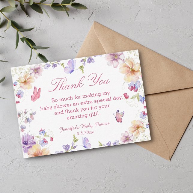 watercolor floral summer thank you baby shower  card (Creator Uploaded)