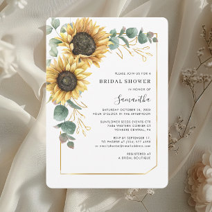 Watercolor Floral Sunflower Bridal Shower Invitation