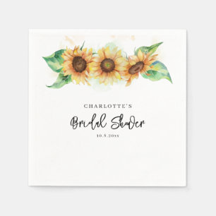 Watercolor Floral Sunflower Bridal Shower Paper Napkin