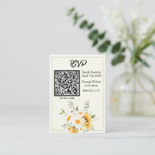 Watercolor Floral Sunflower Daisy RSVP Enclosure Card