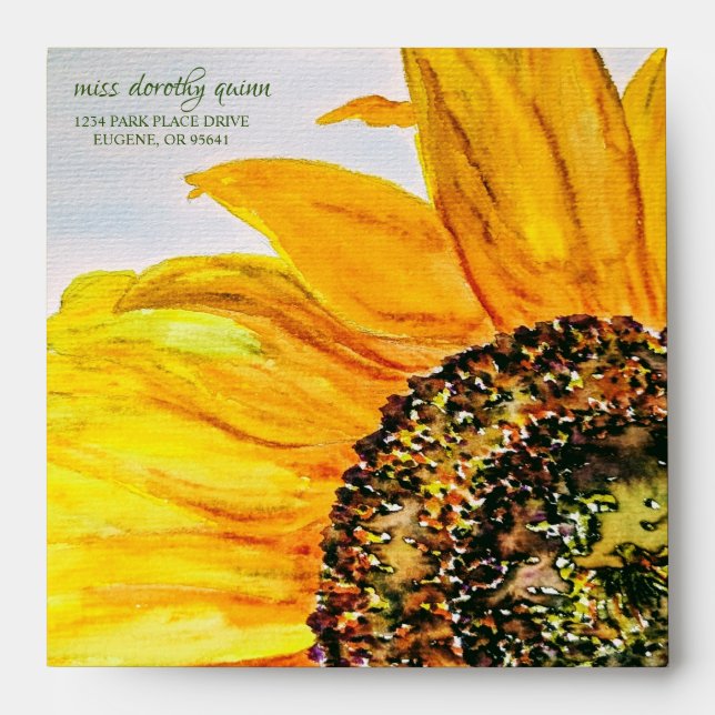 Watercolor Floral Sunflower Envelope (Front)
