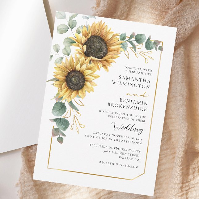 Watercolor Floral Sunflower Eucalyptus Wedding Invitation (Watercolor Floral Sunflower Eucalyptus Wedding Invitation)