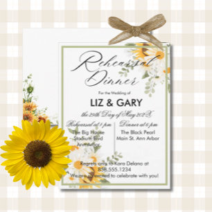 Watercolor Floral Sunflower Rehearsal Dinner Postcard